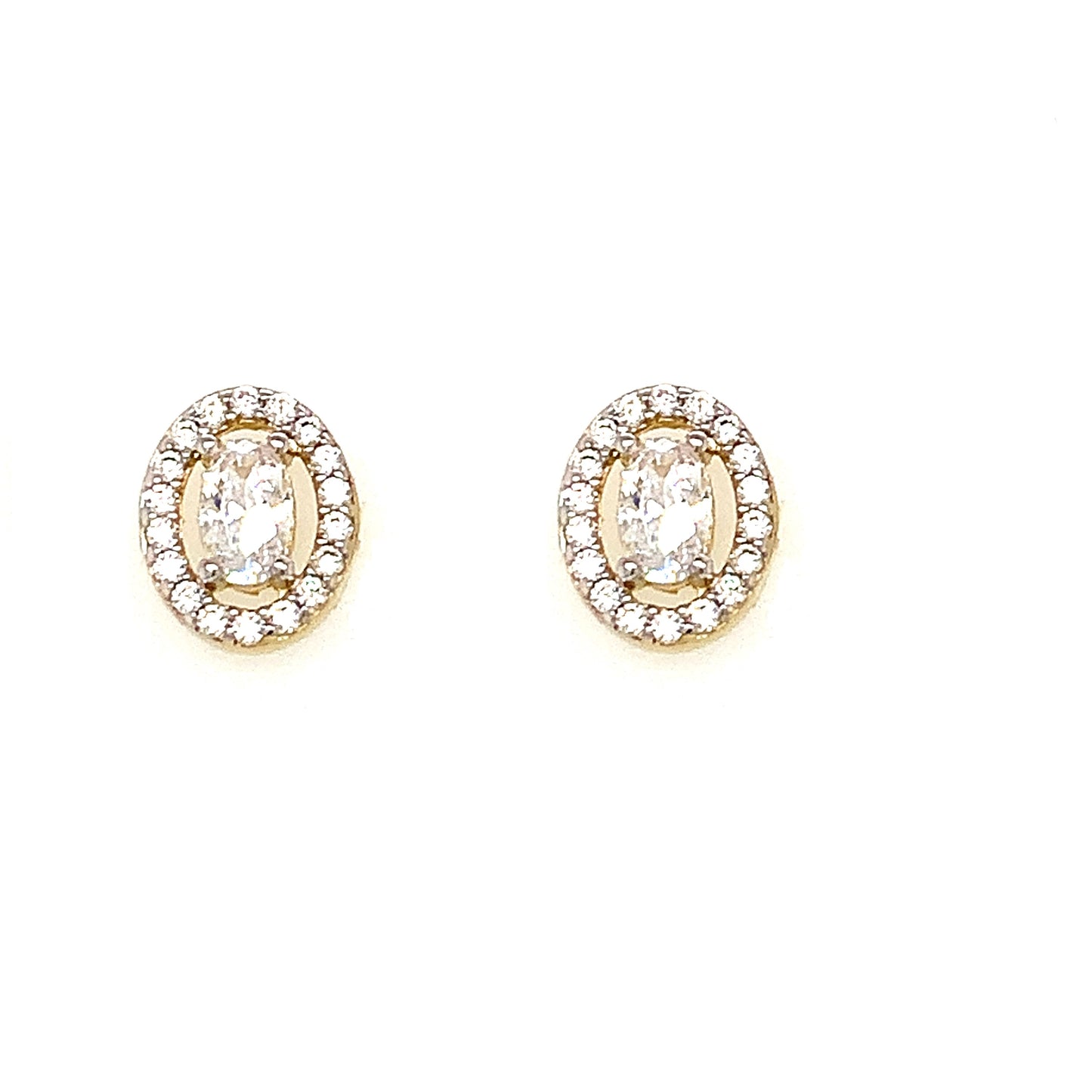 9ct Cubic Zirconia Oval Halo Earrings