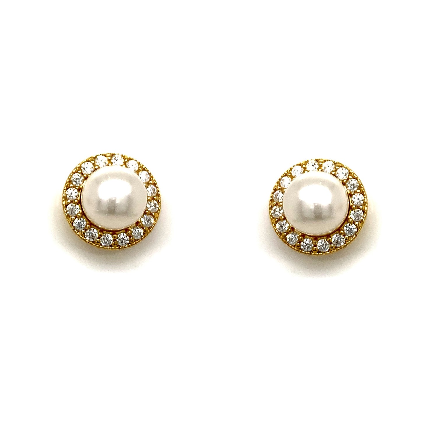 9ct Pearl And Cubic Zirconia Earrings