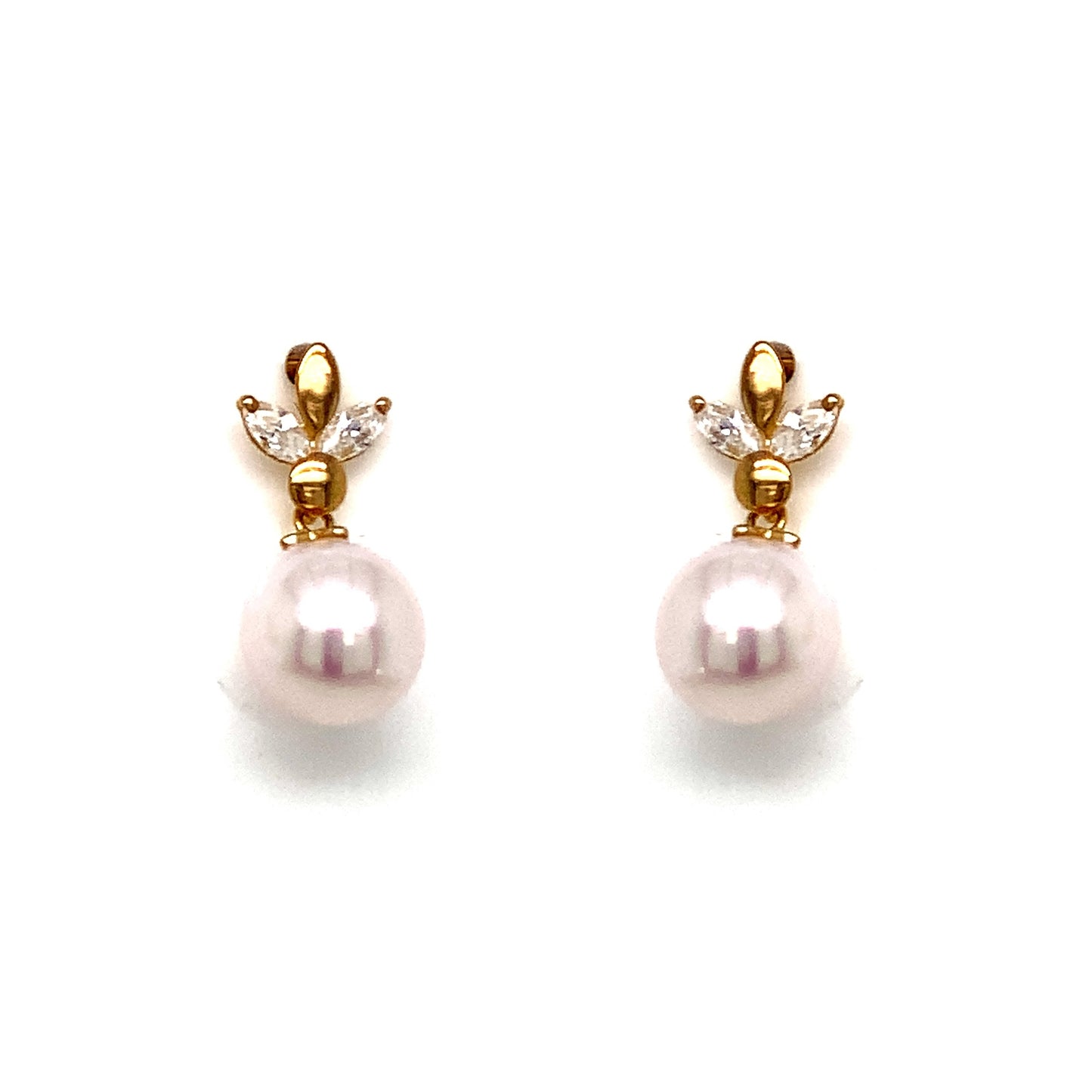 9ct Pearl And Cubic Zirconia Earrings