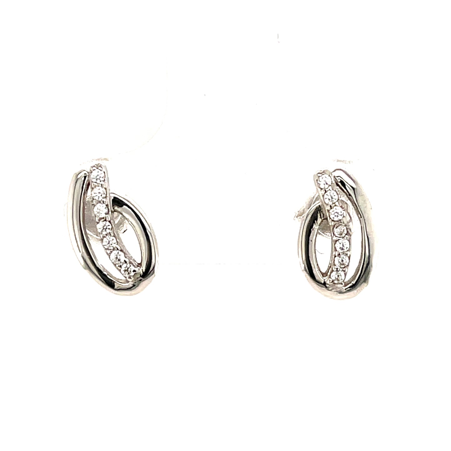 9ct White Gold Stone Set Earrings