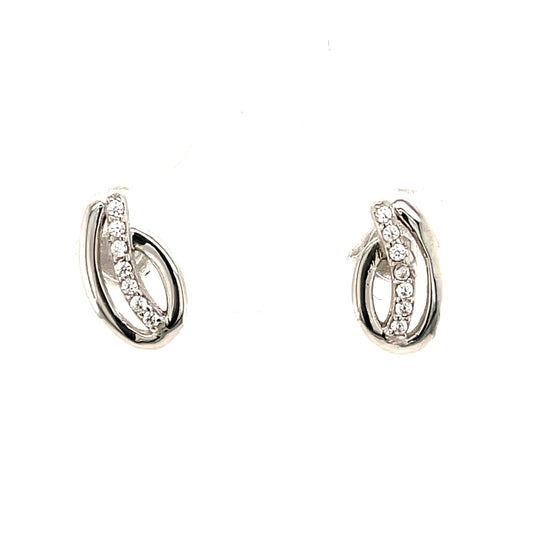 9ct White Gold Stone Set Earrings