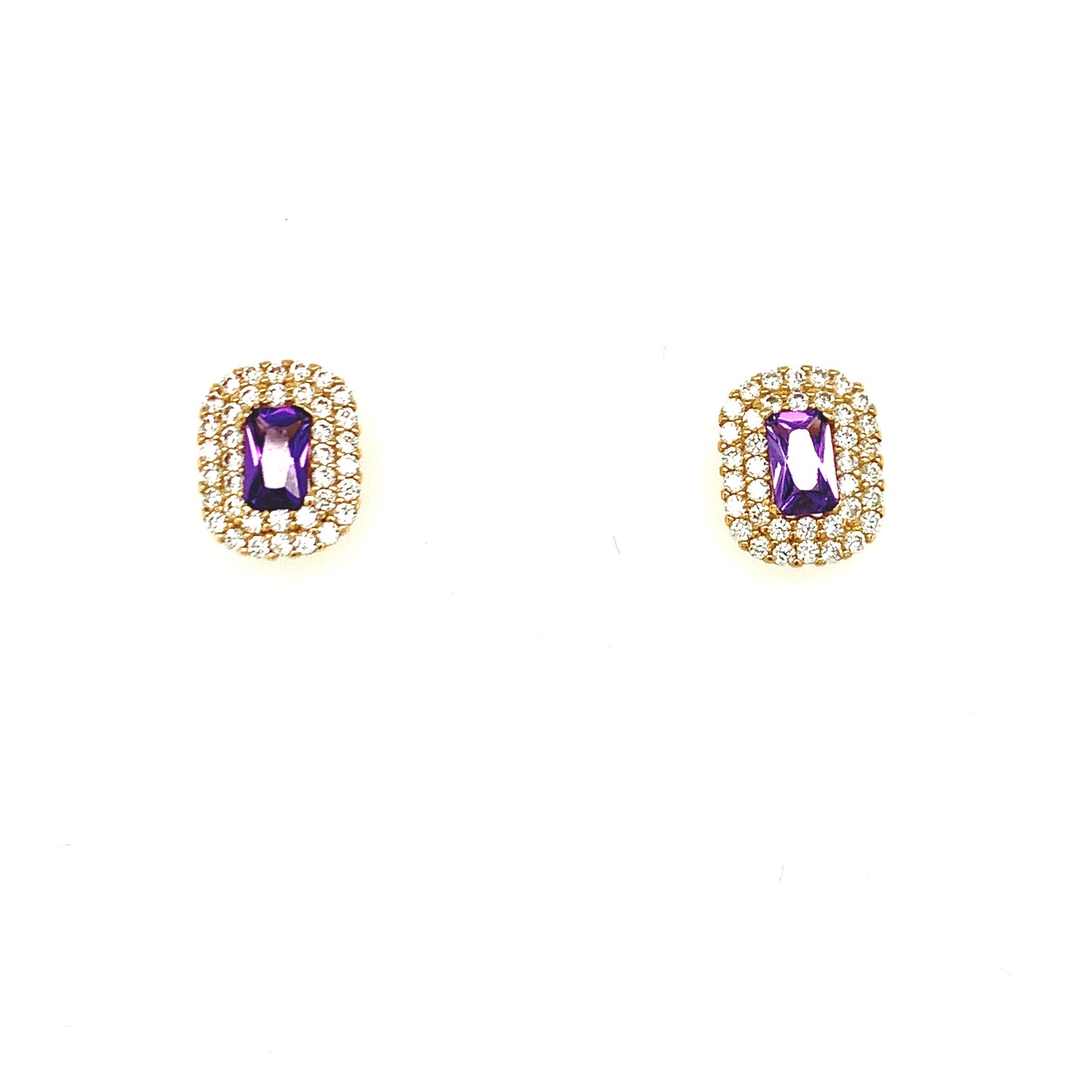 9ct Amethyst And Cubic Zirconia Earrings