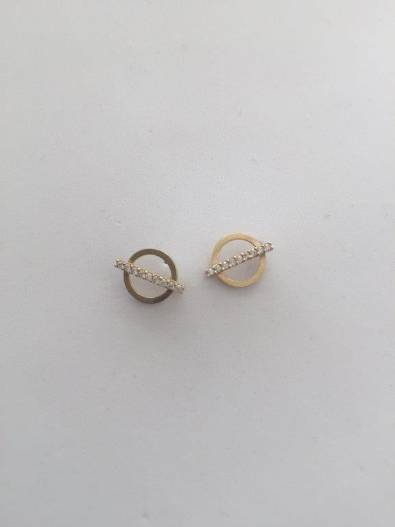 9ct Polished And Cubic Zirconia Bar Earrings