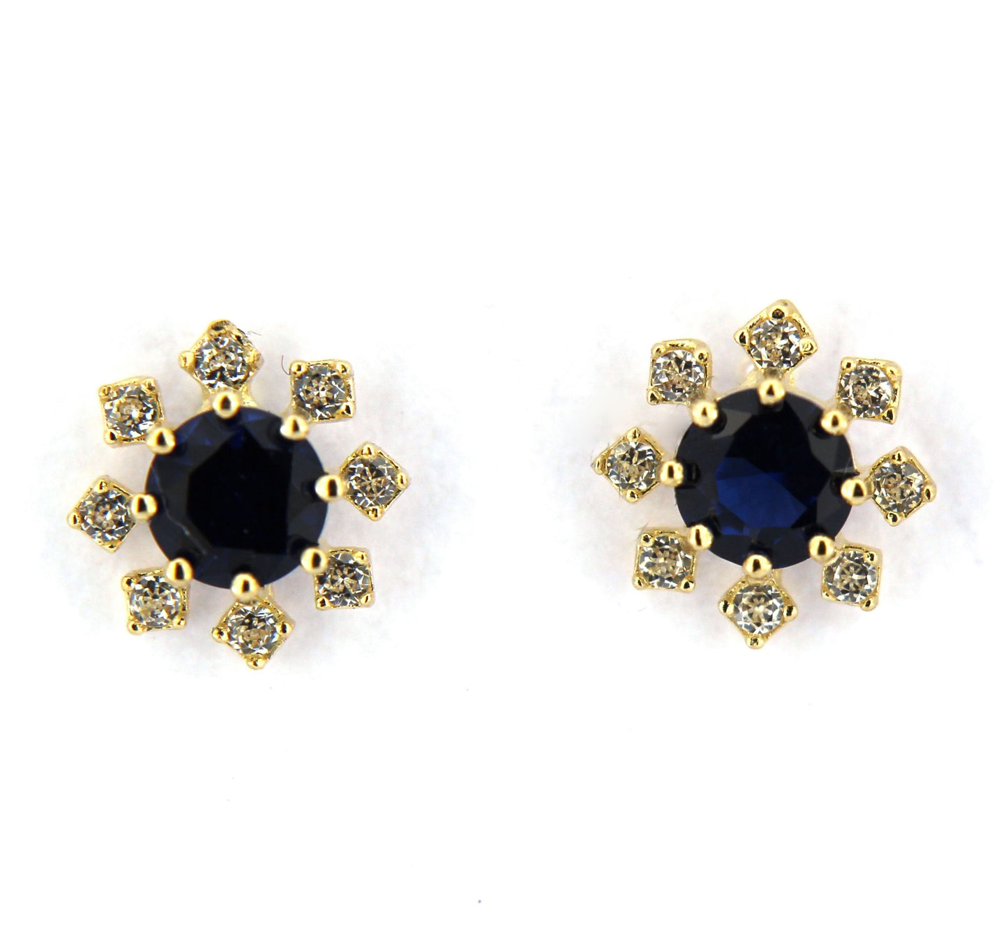9ct Blue And Cubic Zirconia Daisy Earrings