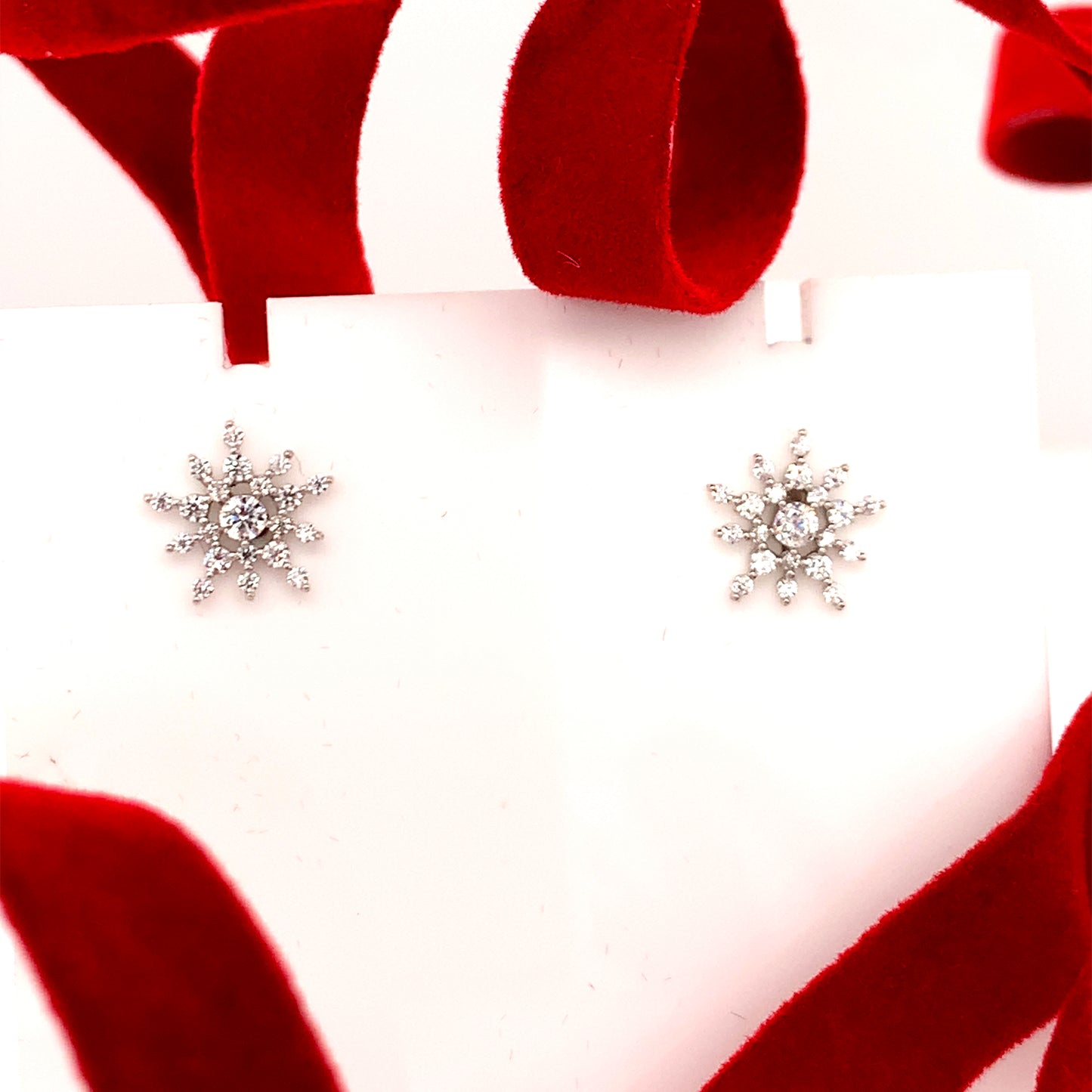 9ct White Gold Cubic Zirconia Cluster Earrings