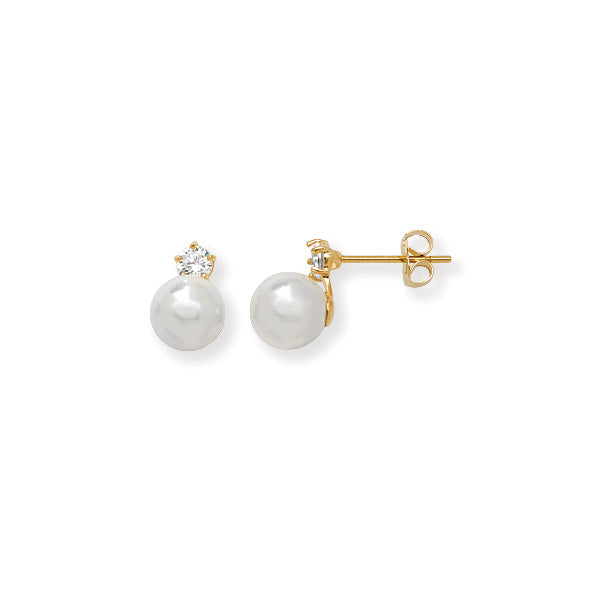9ct Pearl And Cubic Zirconia Earrings