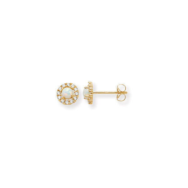 9ct Opal And Cubic Zirconia Earrings