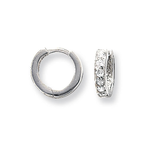 9ct White Gold Cubic Zirconia Huggy Earrings