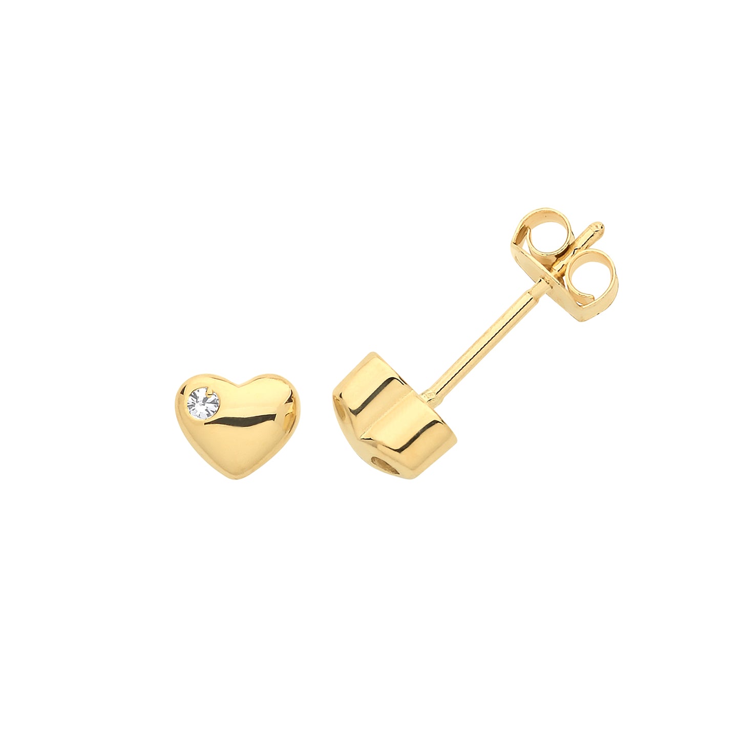 9ct Heart With Cubic Zirconia Earrings