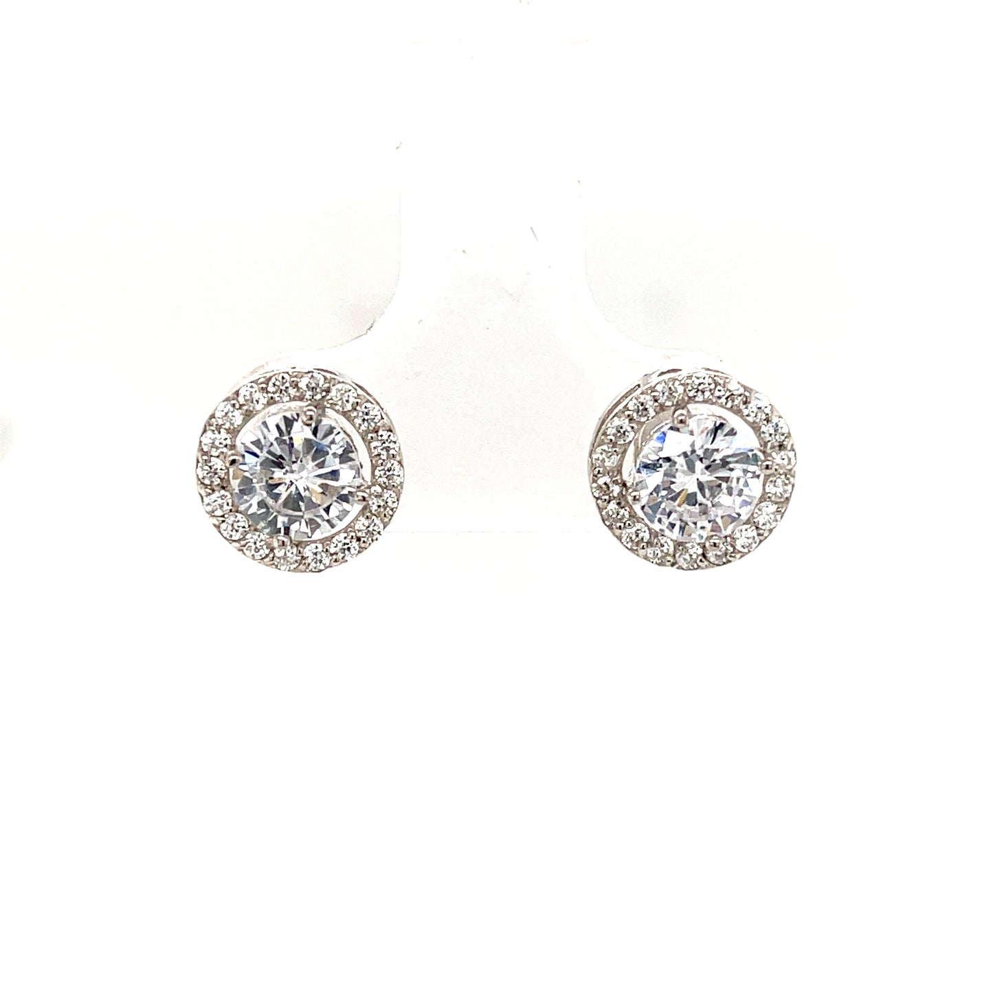 9ct White Gold Cubic Zirconia Halo Earrings