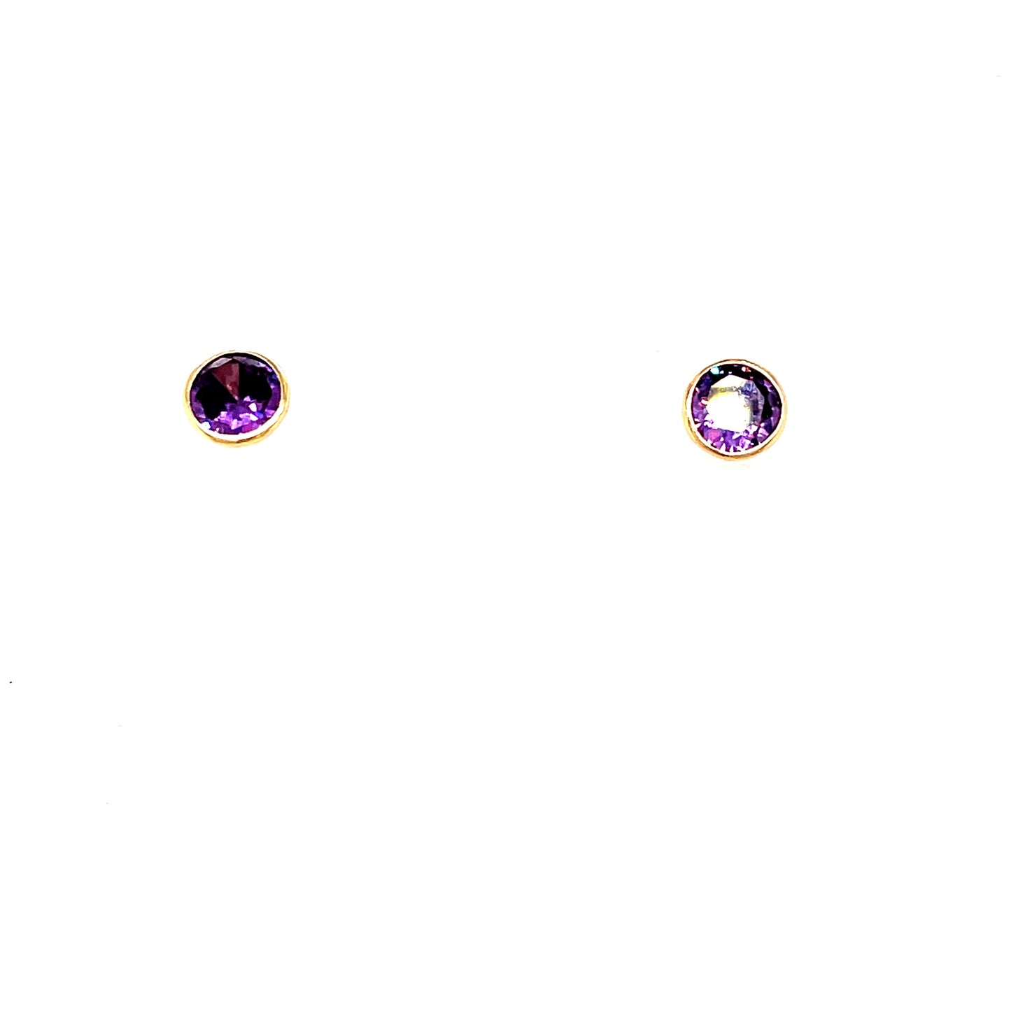 9ct Rubover 5mm Amethyst Earrings