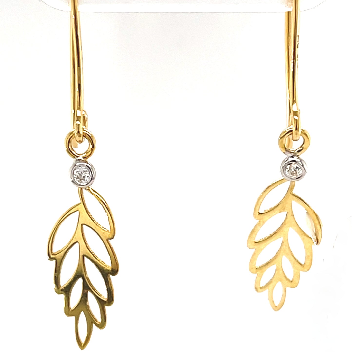 9ct Cubic Zirconia Leaf Earrings