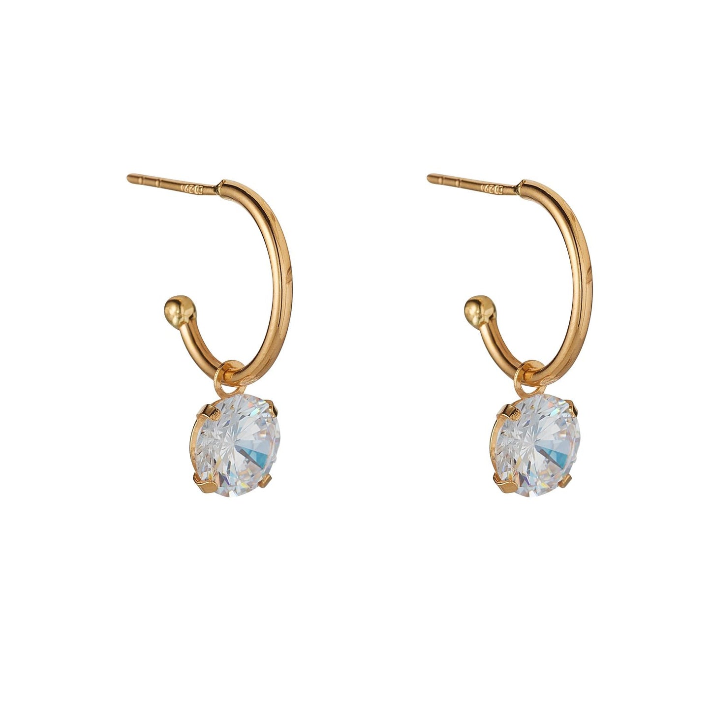 9ct Cubic Zirconia Drop Hoop Earrings