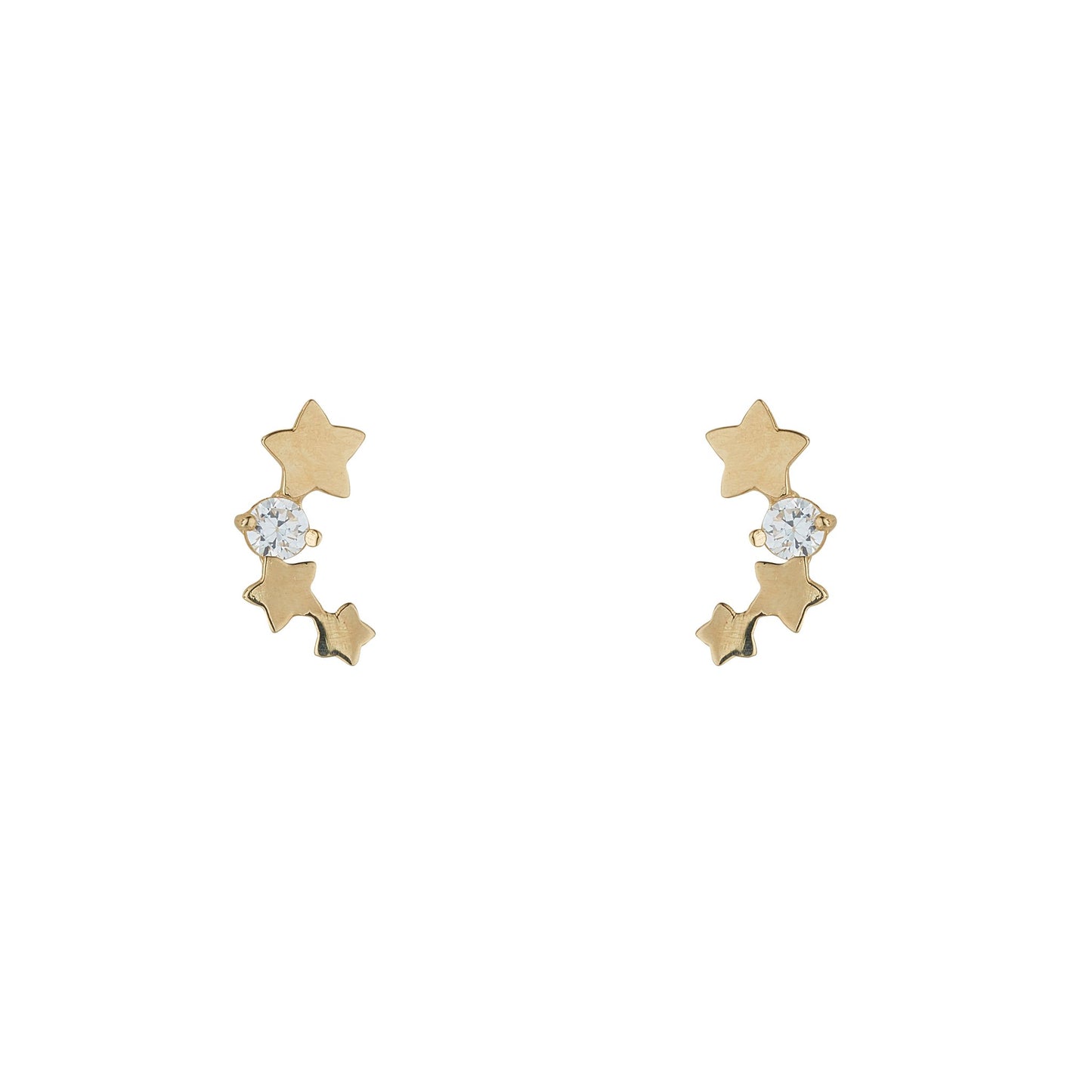 9ct Cubic Zirconia And 3 Star Climber Earring