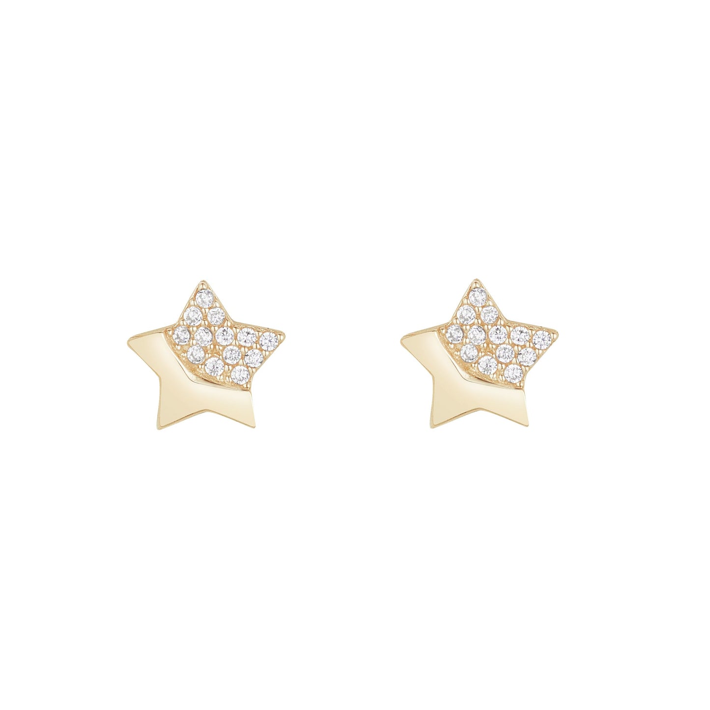 9ct Cubic Zirconia And Plain Star Earring