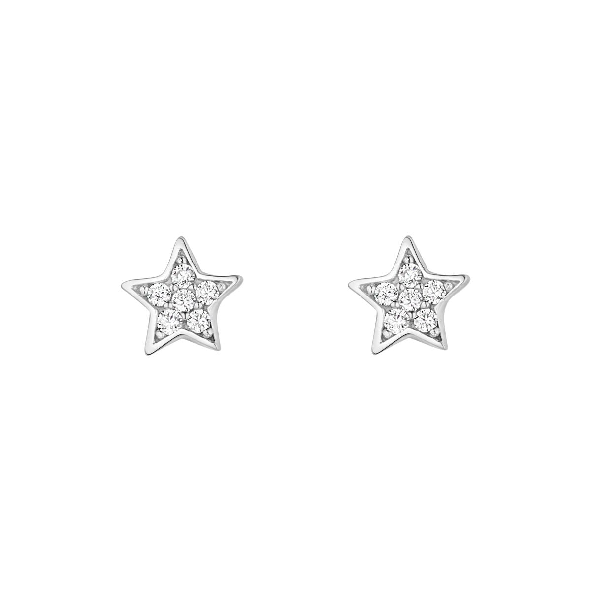 9ct White Gold Cubic Zirconia Star Earring