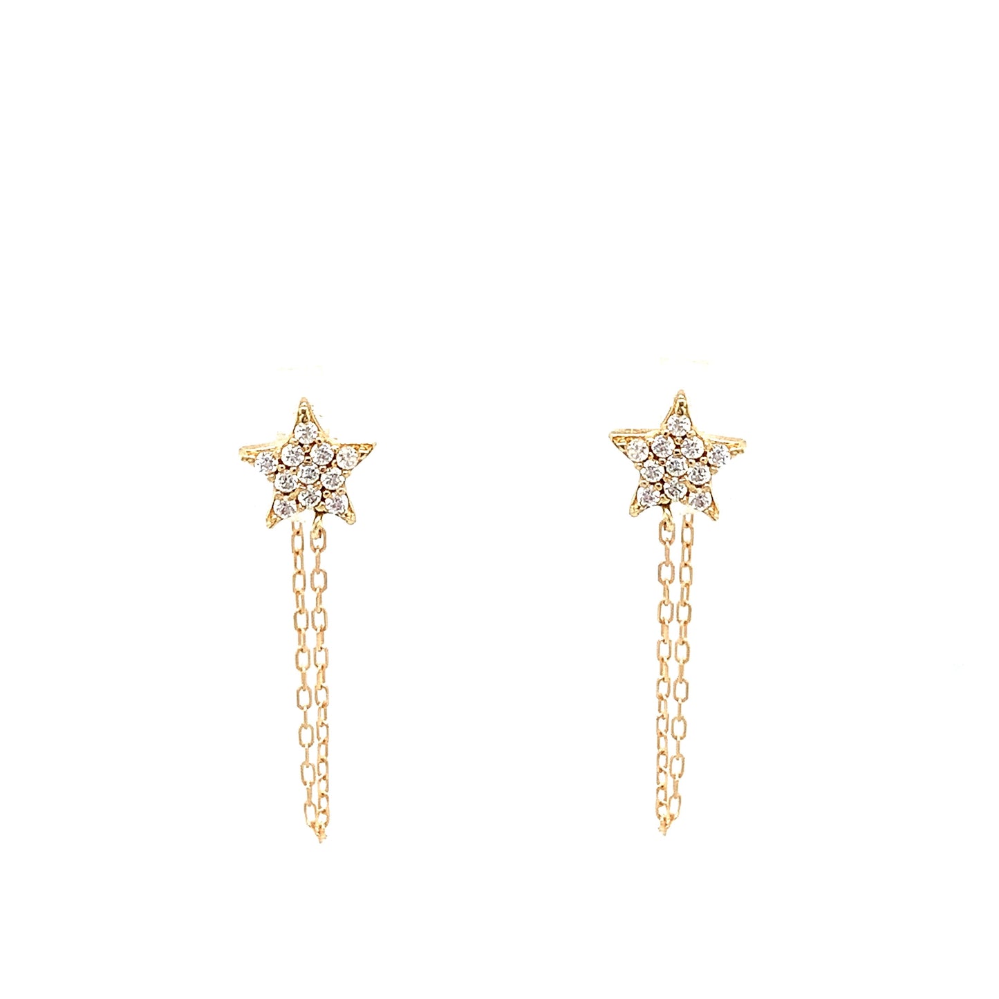 9ct Cubic Zirconia Star With Chain Loop Earring