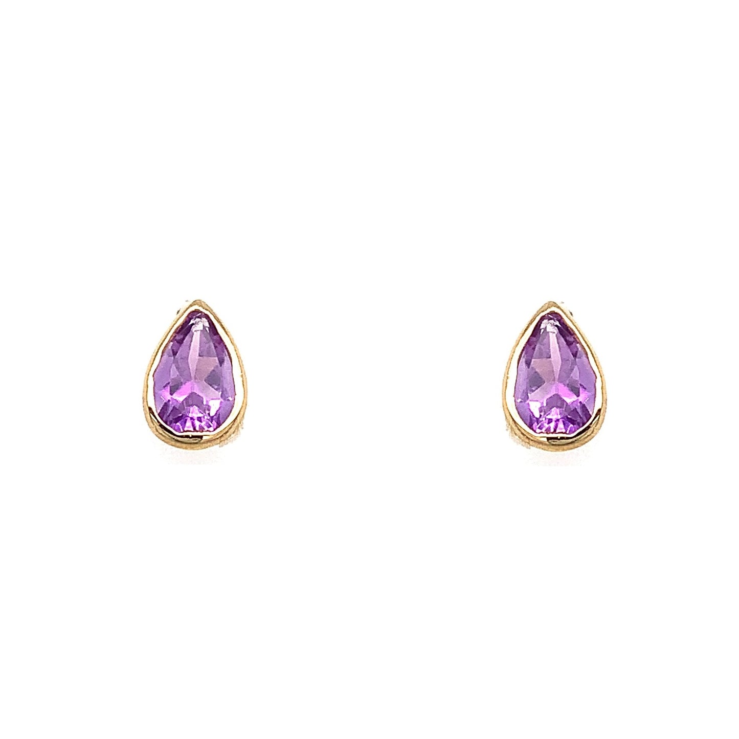 9ct Amethyst Rubover Marquise Stud Earring