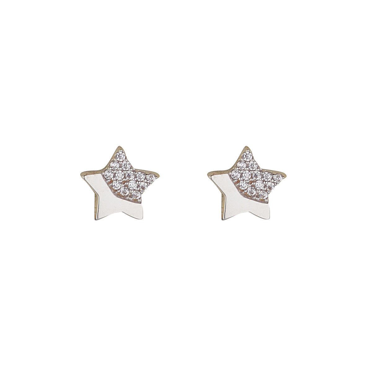 9ct White Gold Cubic Zirconia Star Stud Earrings