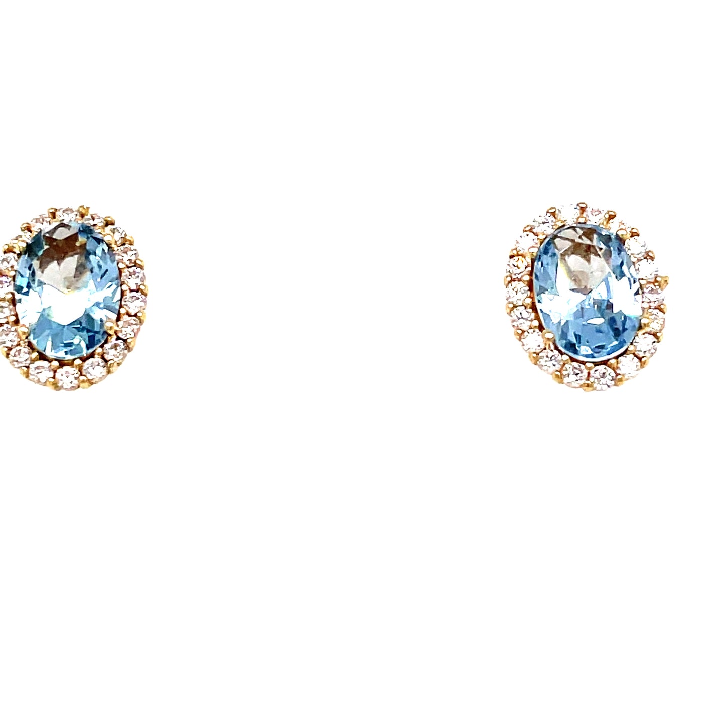 9ct Blue Topaz And Cubic Zirconia Oval Cluster Earring