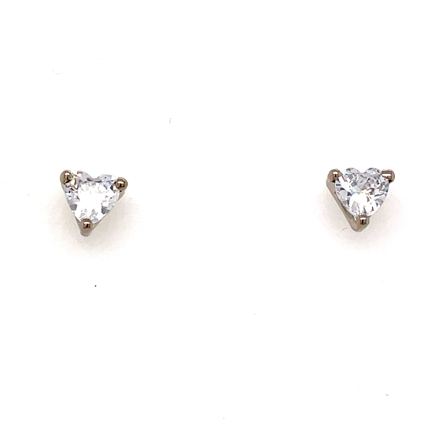 9ct White Gold 5mm Cubic Zirconia Heart Earring