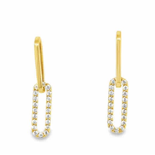 9ct Cubic Zirconia Oval Chain Link Drop Earring