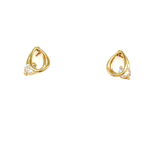 9ct Open Pear Loop Cubic Zirconia Earring