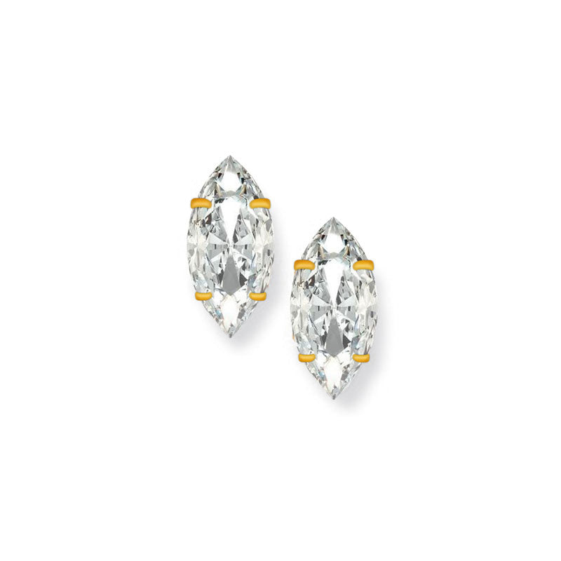 9ct Yellow Gold Marquis Solitaire Stud Earrings