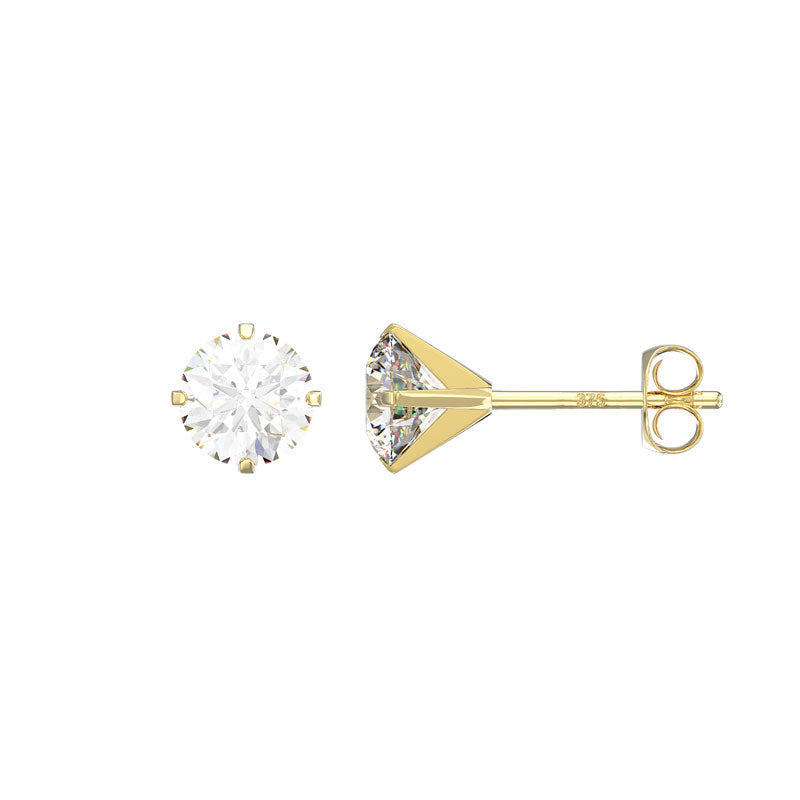 9ct Yellow Gold 5mm CZ Solitaire Stud Earrings