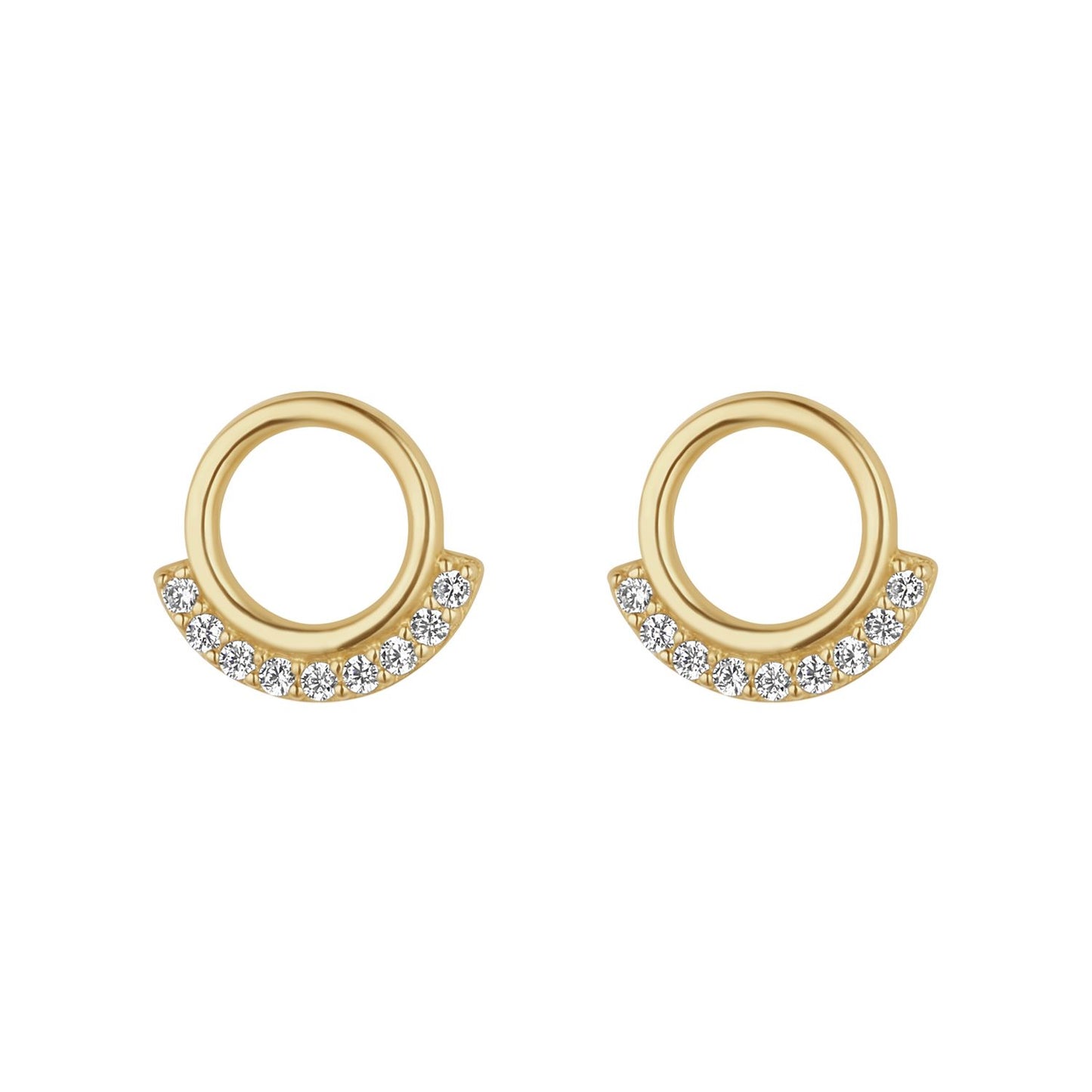 9ct Gold Open Circle Earring With Cubic Zirconia Detail