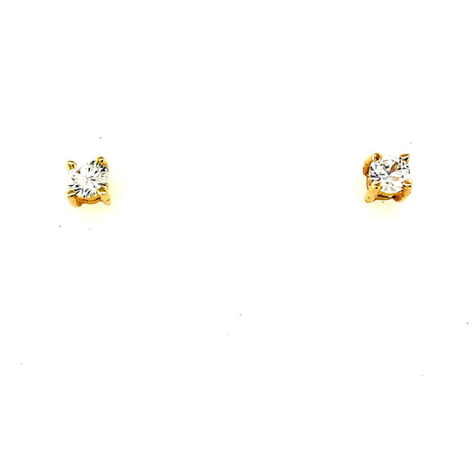 9ct 3mm Cubic Zirconia 4 Claw Stud Earring With Buttefrfly Back