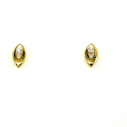 9ct Gold Open Oval Cubic Zirconia Centre Stud Earring