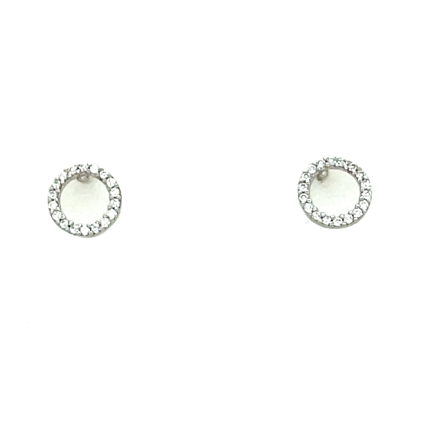 9ct White Gold Cubic Zirconia Open Circle Stud Earring