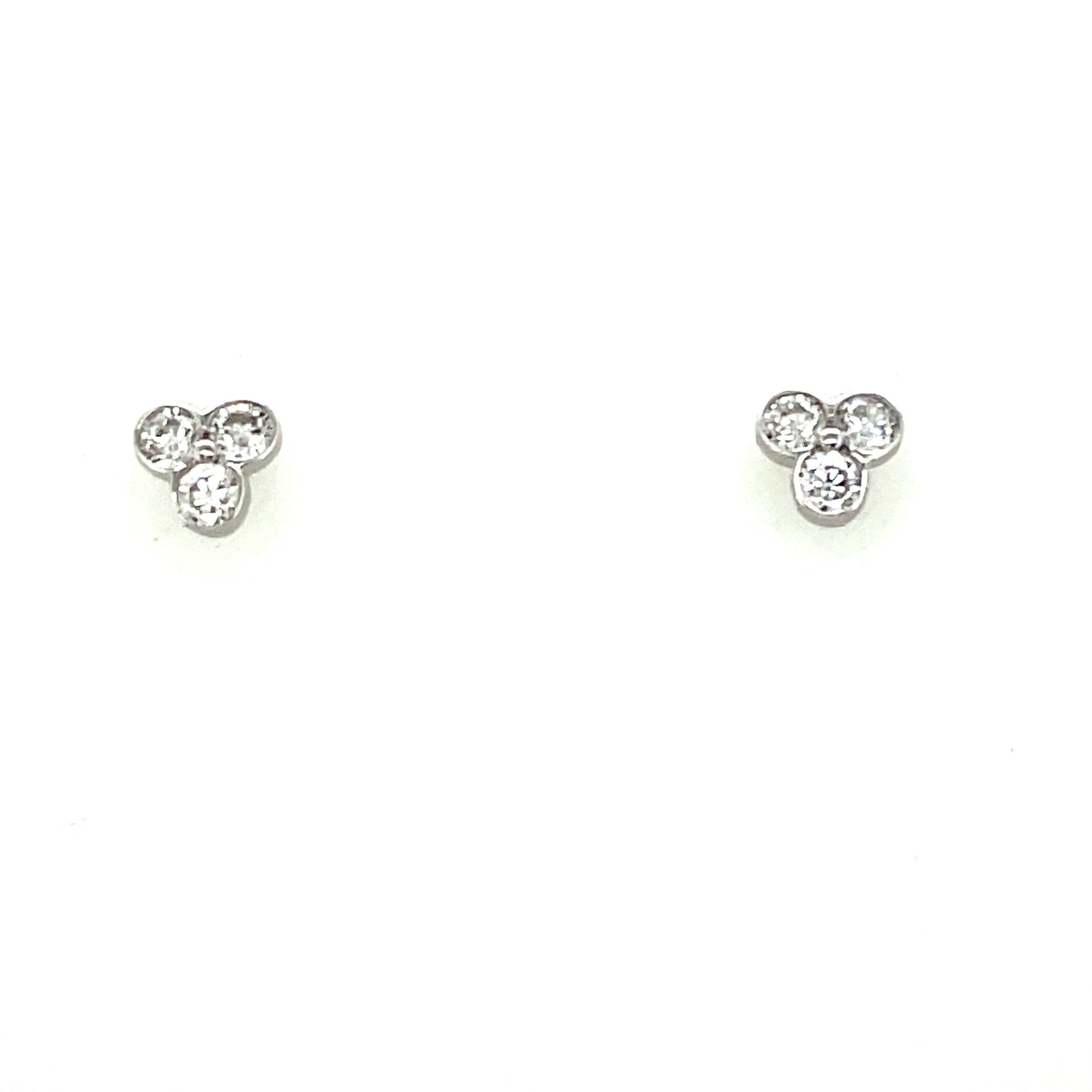 9ct White Gold Cubic Zirconia Three Stone Stud Earring