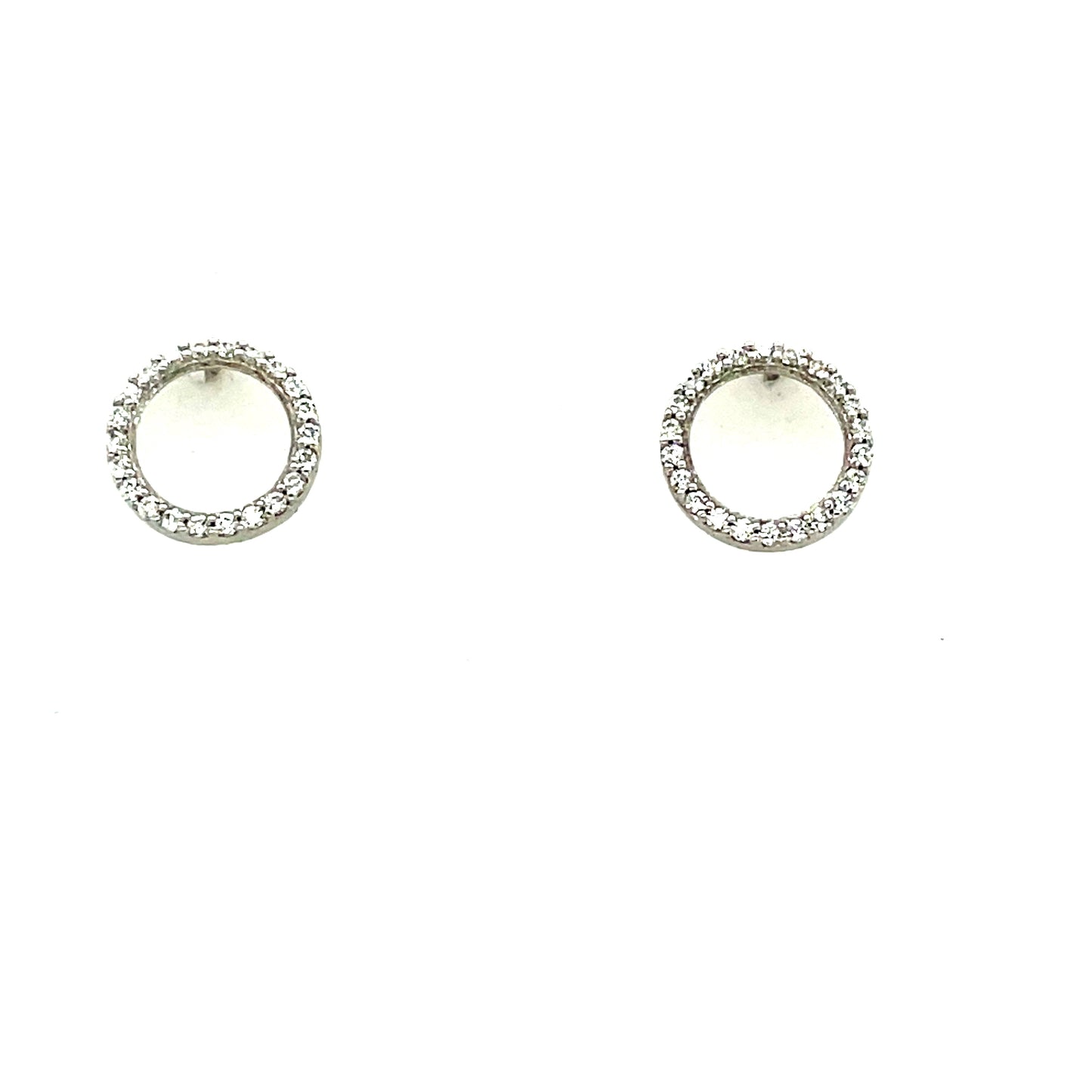 9ct White Gold Open Circle Cubic Zirconia Stud Earring