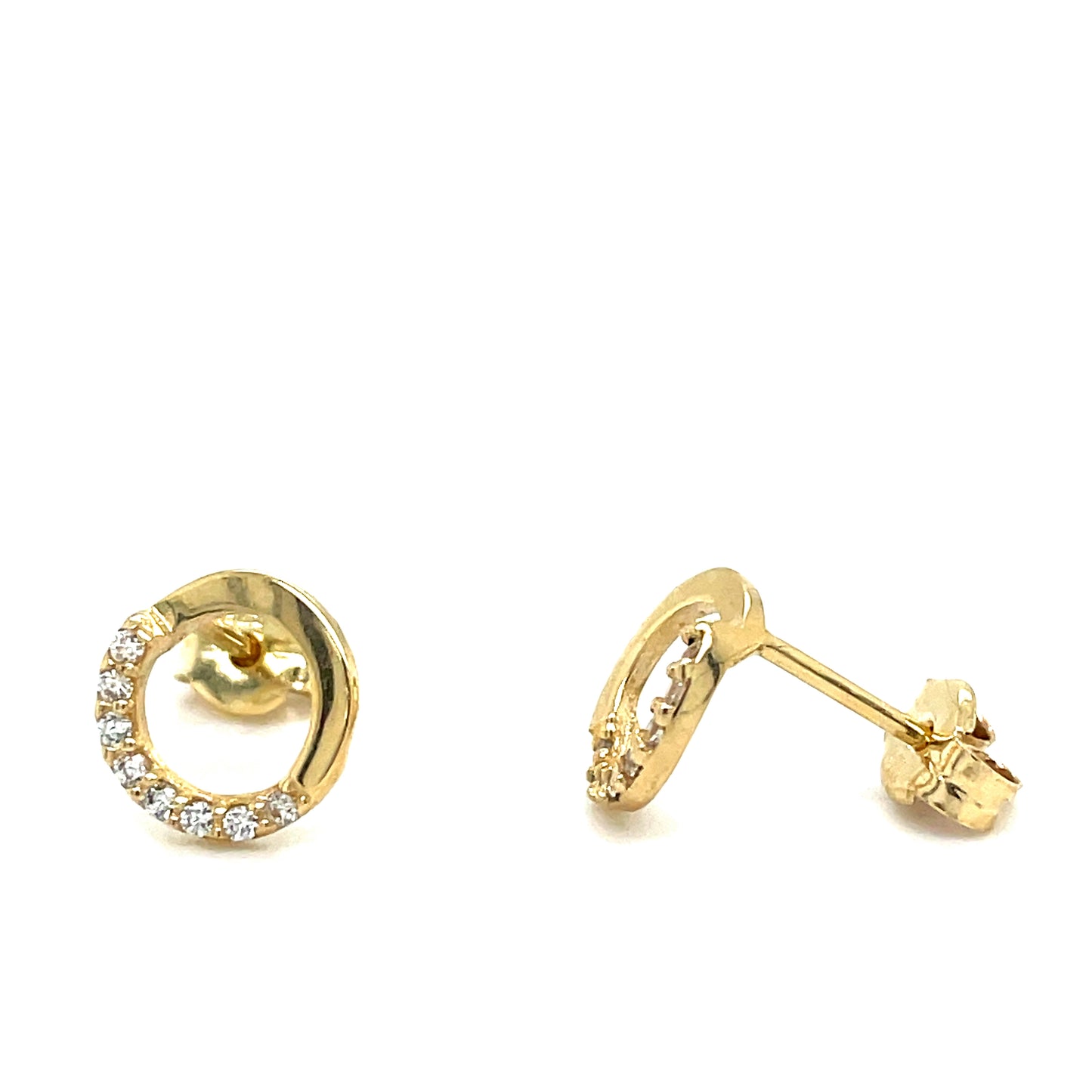 9ct Gold Open Circle Cubic Zirconia Stud Earring