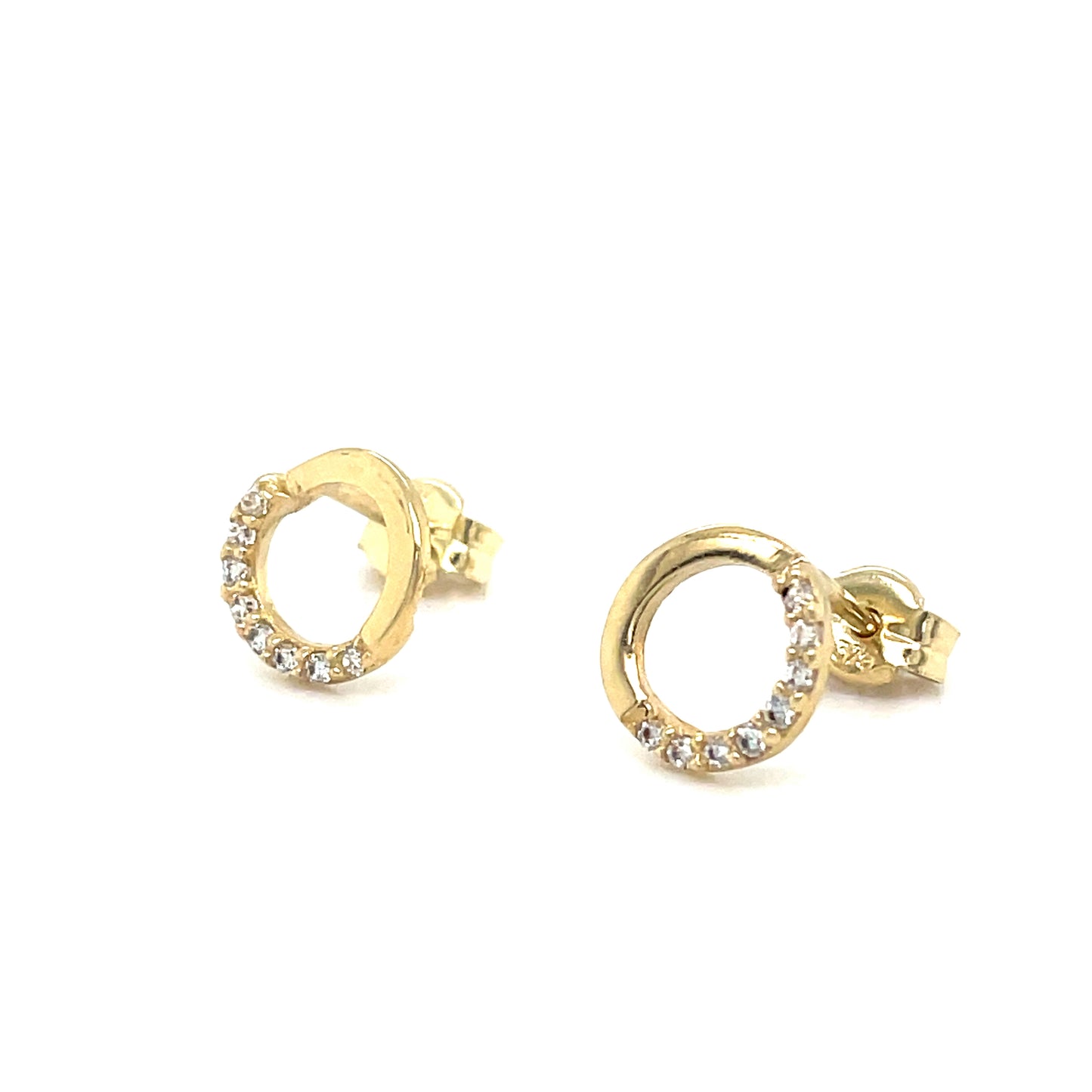 9ct Gold Open Circle Cubic Zirconia Stud Earring