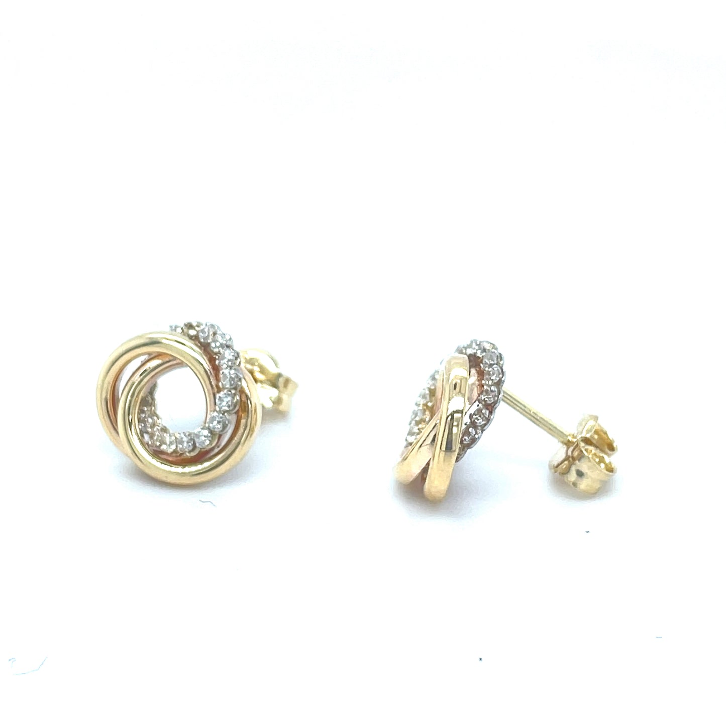 9ct Gold Open Cubic Zirconia Knot Stud Earring