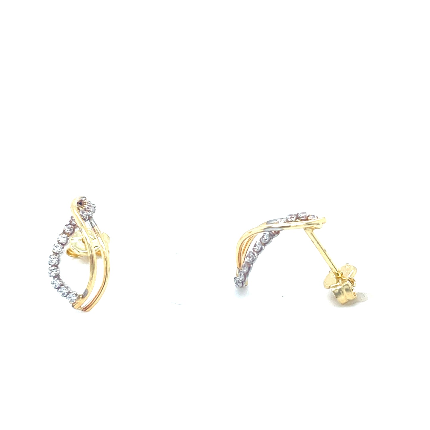 9ct Gold Cubic Zirconia Open Swirl Earring