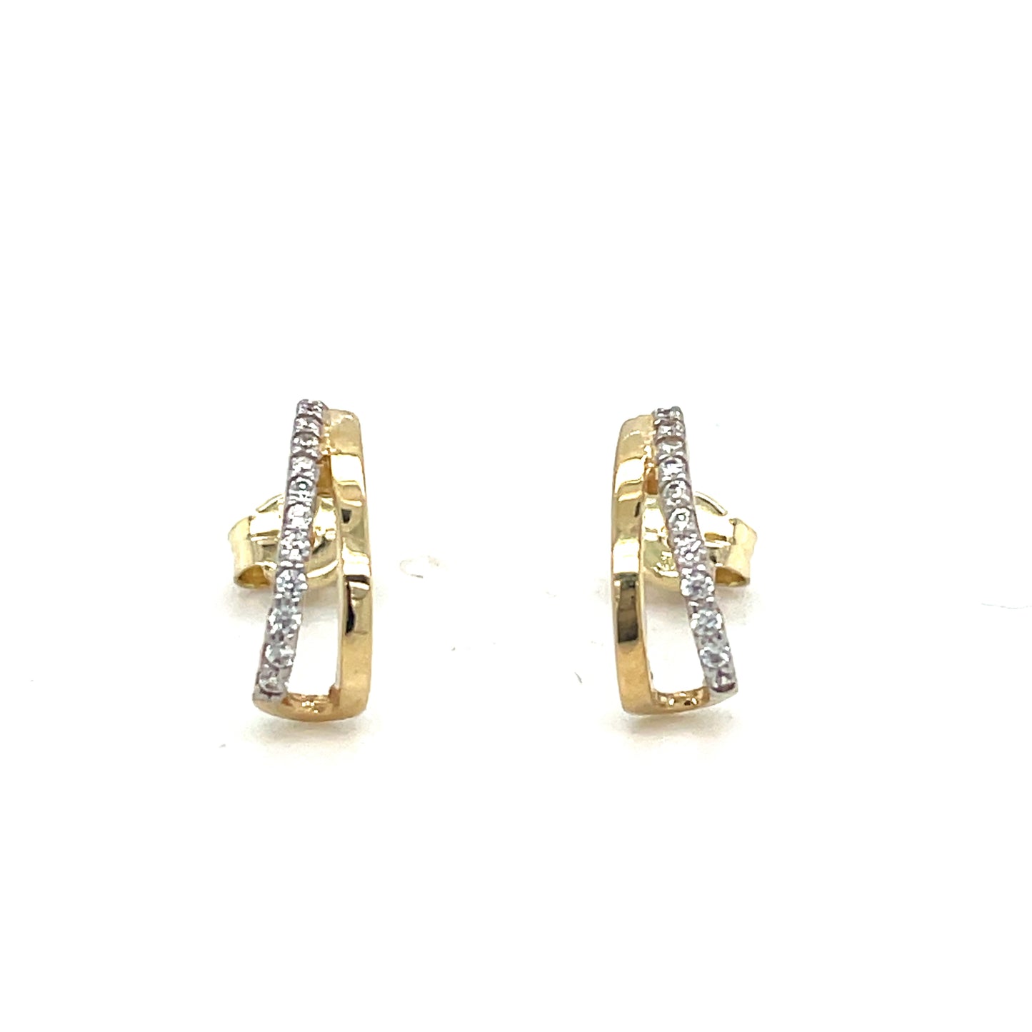 9ct Two Line Cubic Zirconia Stud Earring