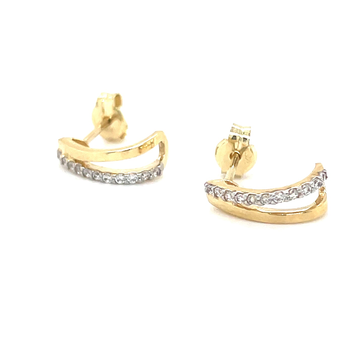 9ct Two Line Cubic Zirconia Stud Earring