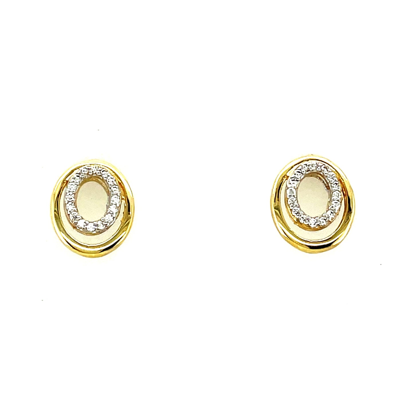 9ct Open Oval Cubic Zirconia Stud Earring