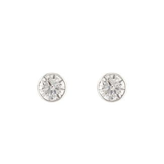 9ct White Gold 5mm Cubic Zirconia Rubover Stud Earring