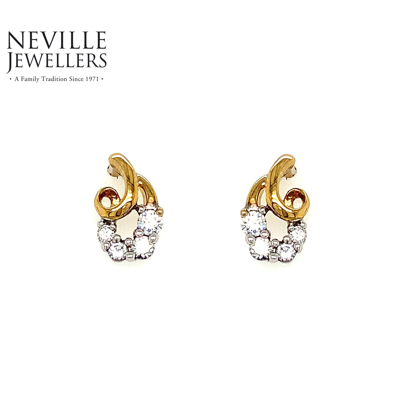 9ct Gold Cubic Zirconia Curve Earrings