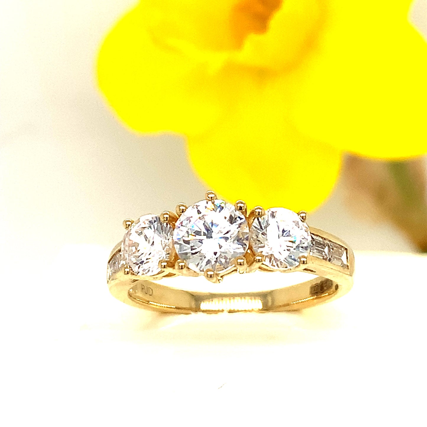 9ct Gold Cubic Zirconia Three Stone Dress Ring