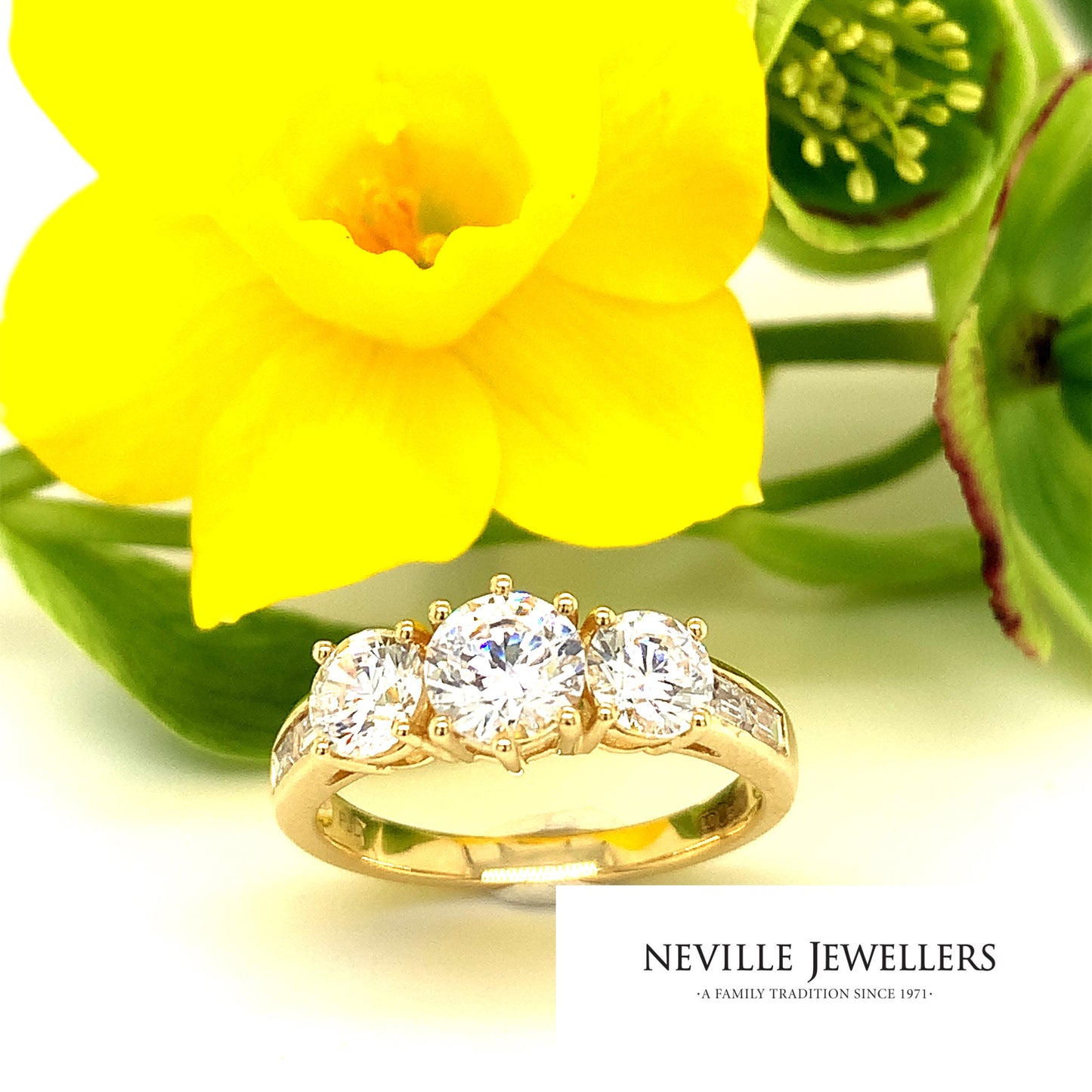 9ct Gold Cubic Zirconia Three Stone Dress Ring