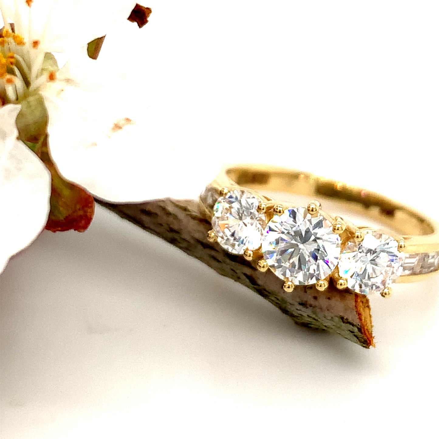 9ct Gold Cubic Zirconia Three Stone Dress Ring