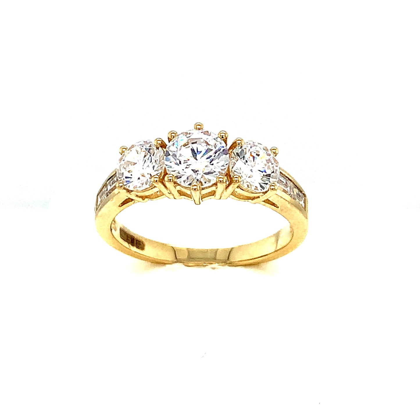 9ct Gold Cubic Zirconia Three Stone Dress Ring