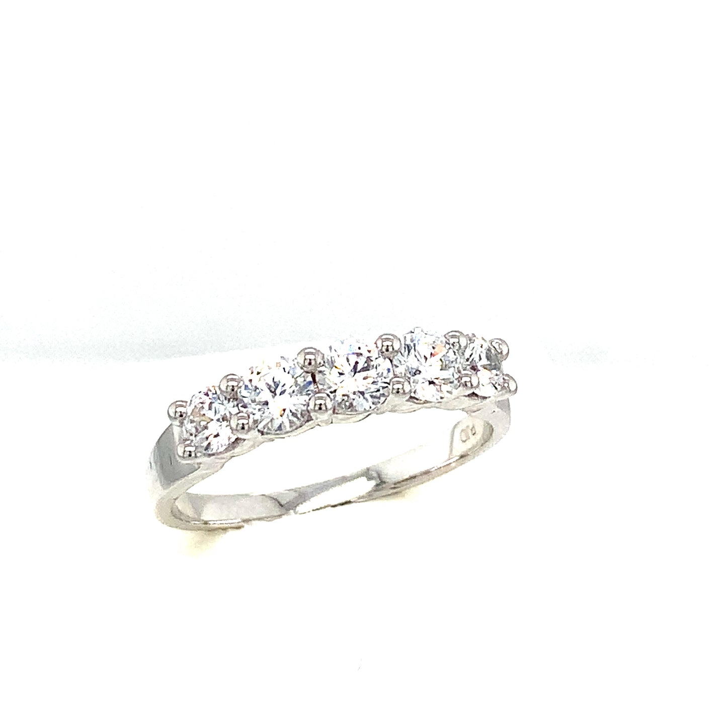 9ct White Gold Five Stone Cubic Zirconia Ring