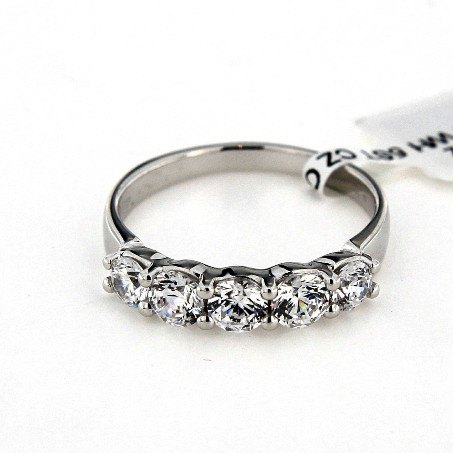9ct White Gold Five Stone Cubic Zirconia Ring
